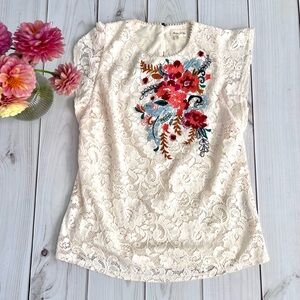 NWOT Anthropologie Lace and Embroidery Top